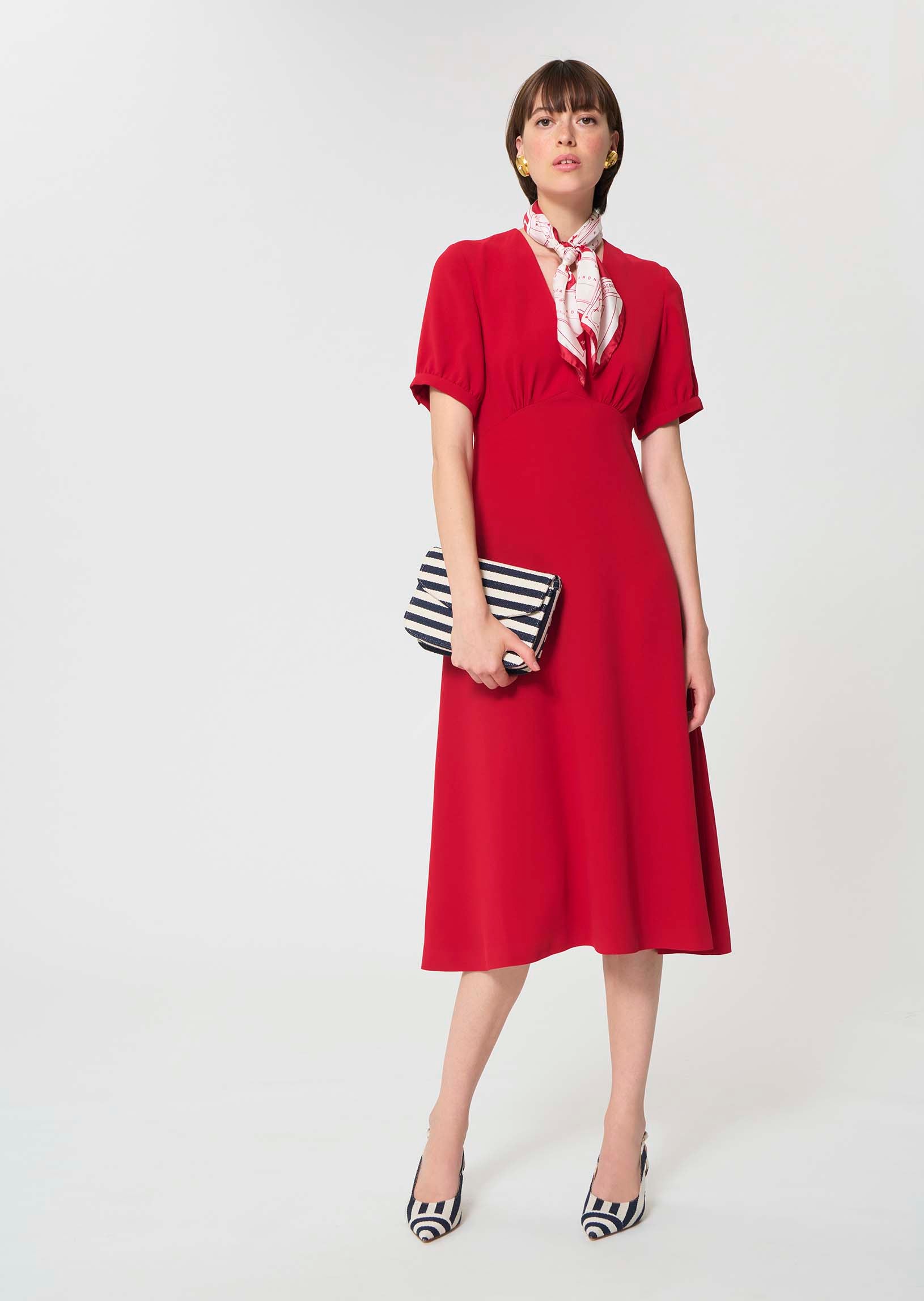 dress in midnight blue fluid crepe