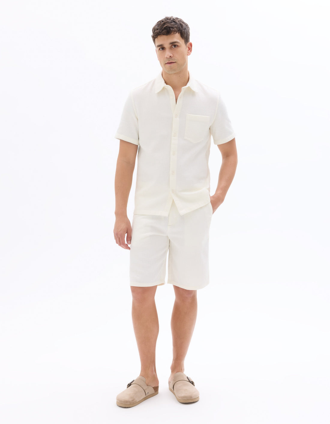 Regular fit 100% Cotton Honeycomb Bermuda Shorts Celio