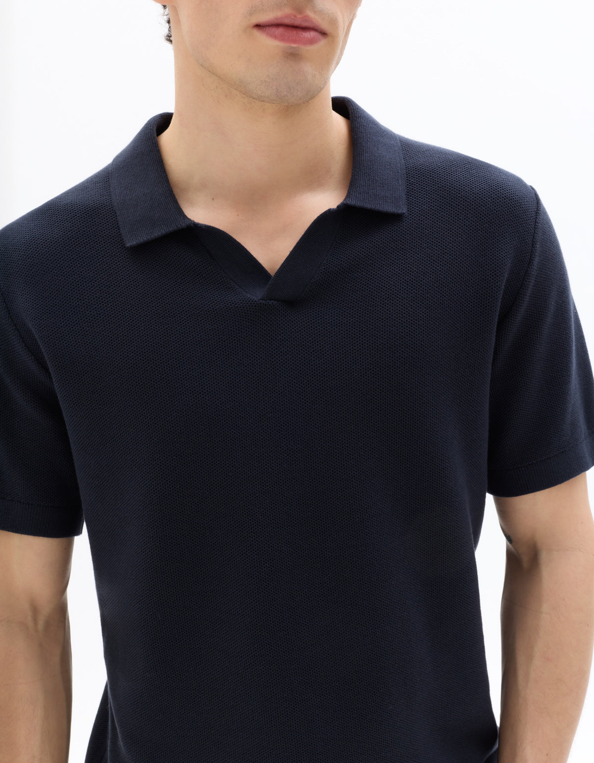 Celio Regular Fit Pique Polo, 100% Cotton Knit - Navy