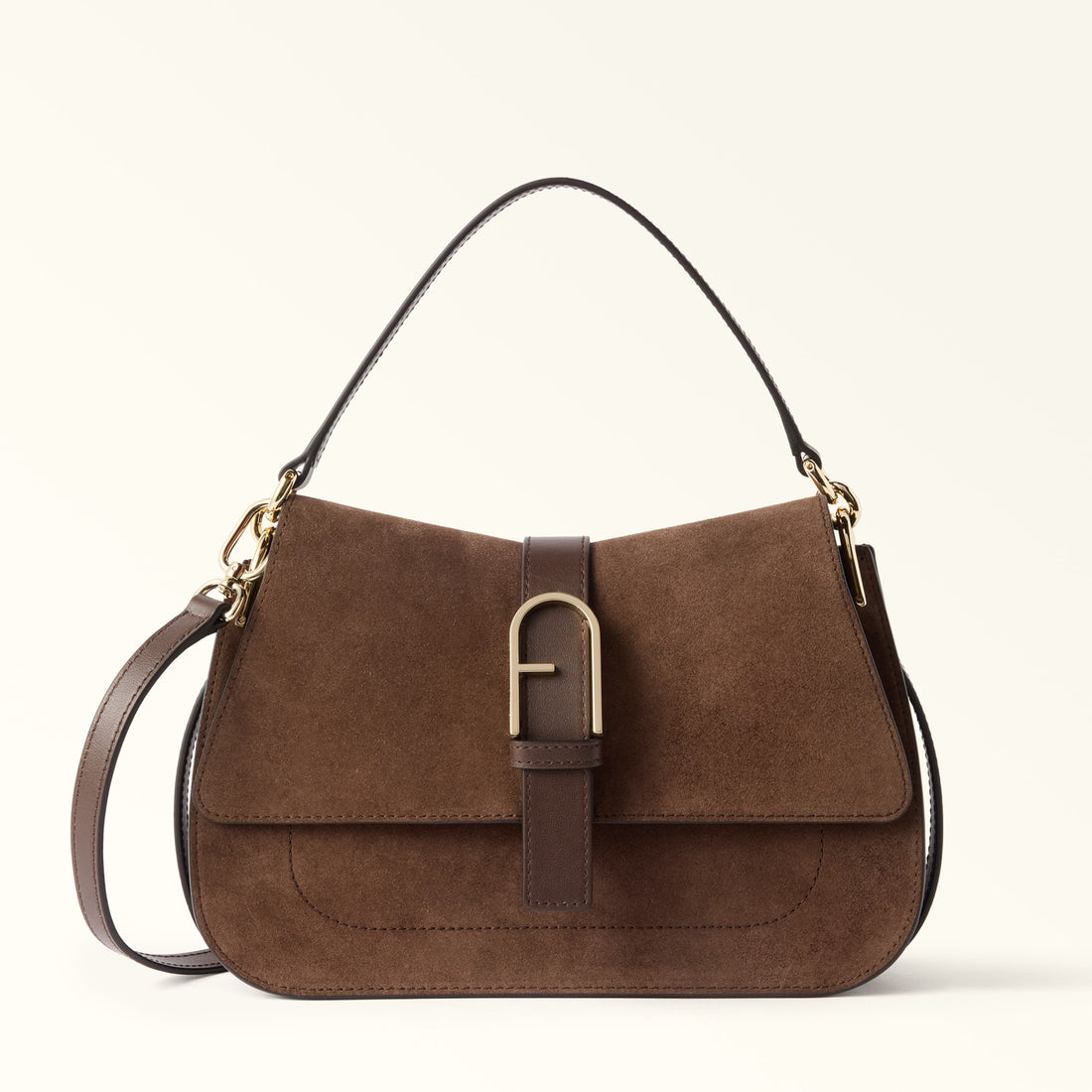 Furla Flow M Top Handle in Brown - Bags 