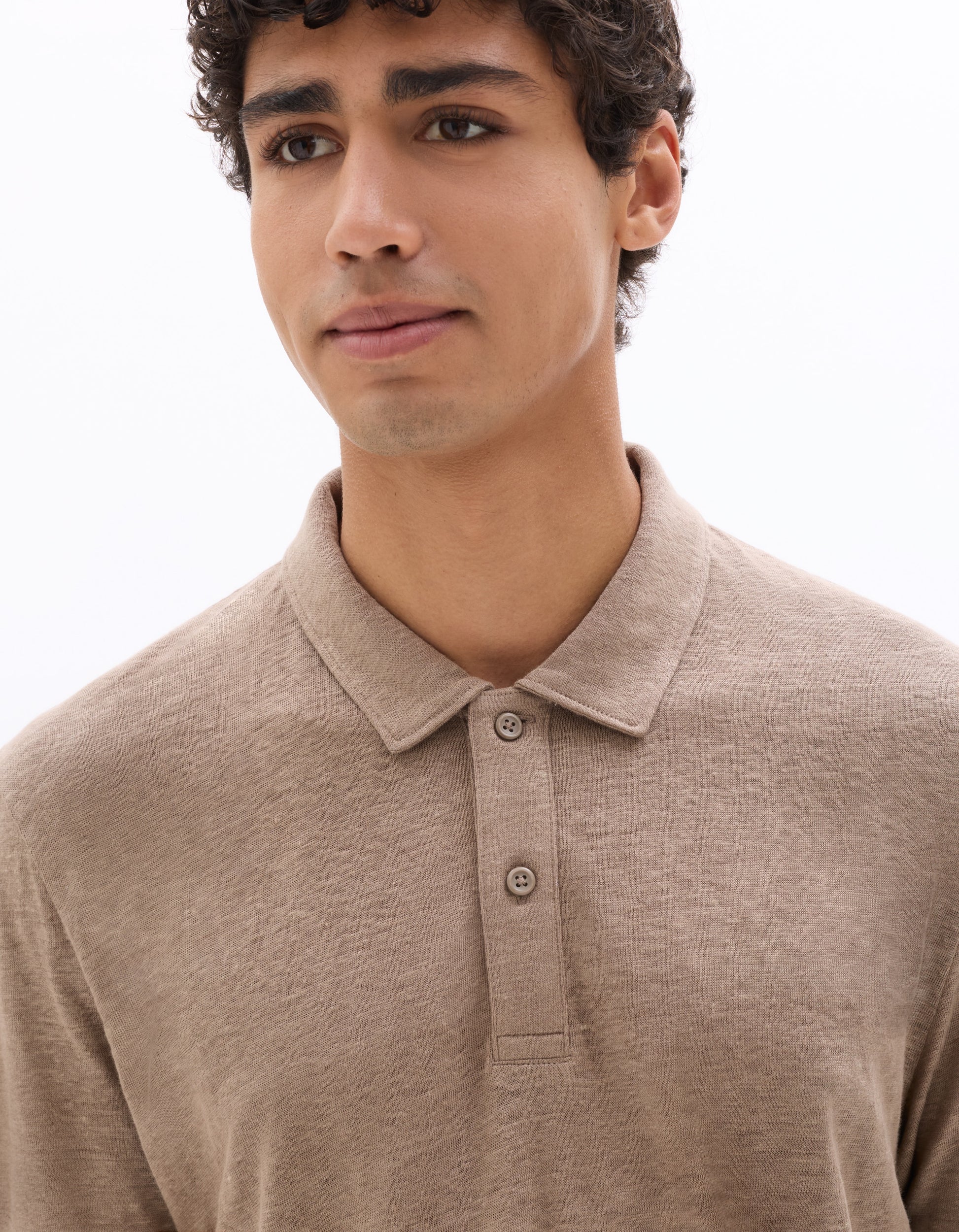 Celio Regular Fit 100% Linen Polo - Beige