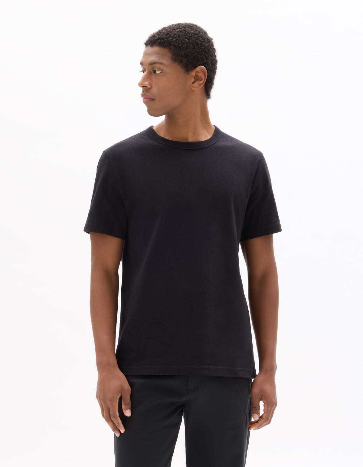 Celio Black Boxy Crew Neck 100% Heavyweight Cotton T-shirt - Black