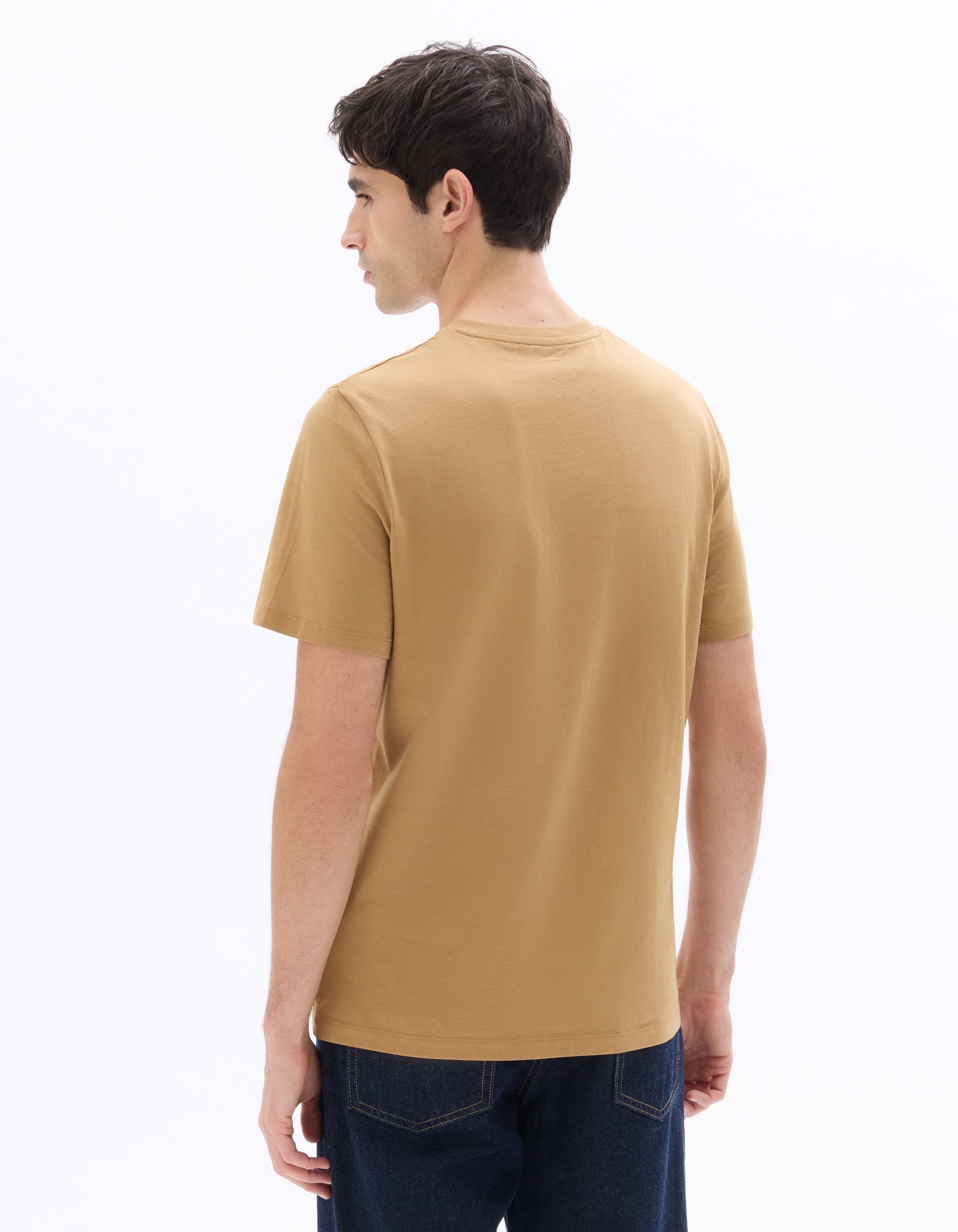 Celio V-Neck Regular Fit 100% Cotton T-shirt - Beige