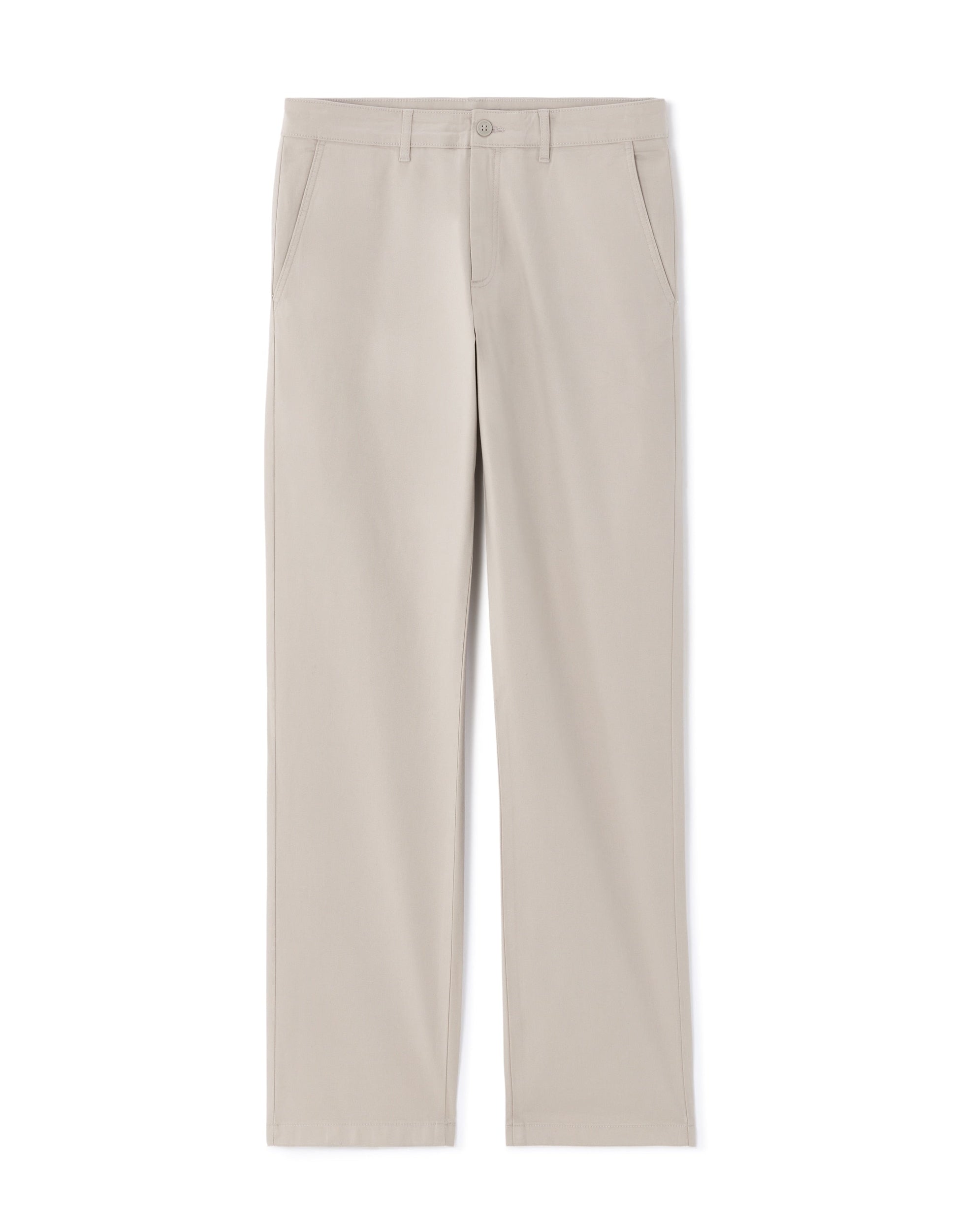 Light Grey Regular Length Straight Fit Stretch Cotton Chino Pants Celio