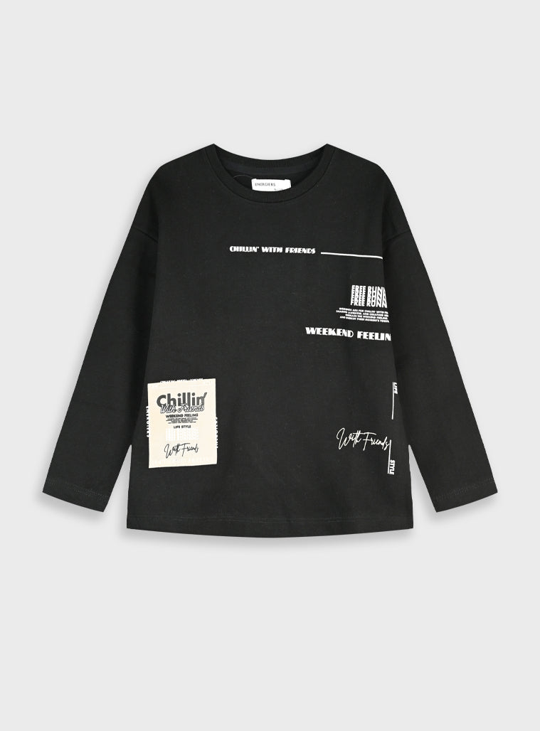 Cotton Blend Boy Blouse - Black