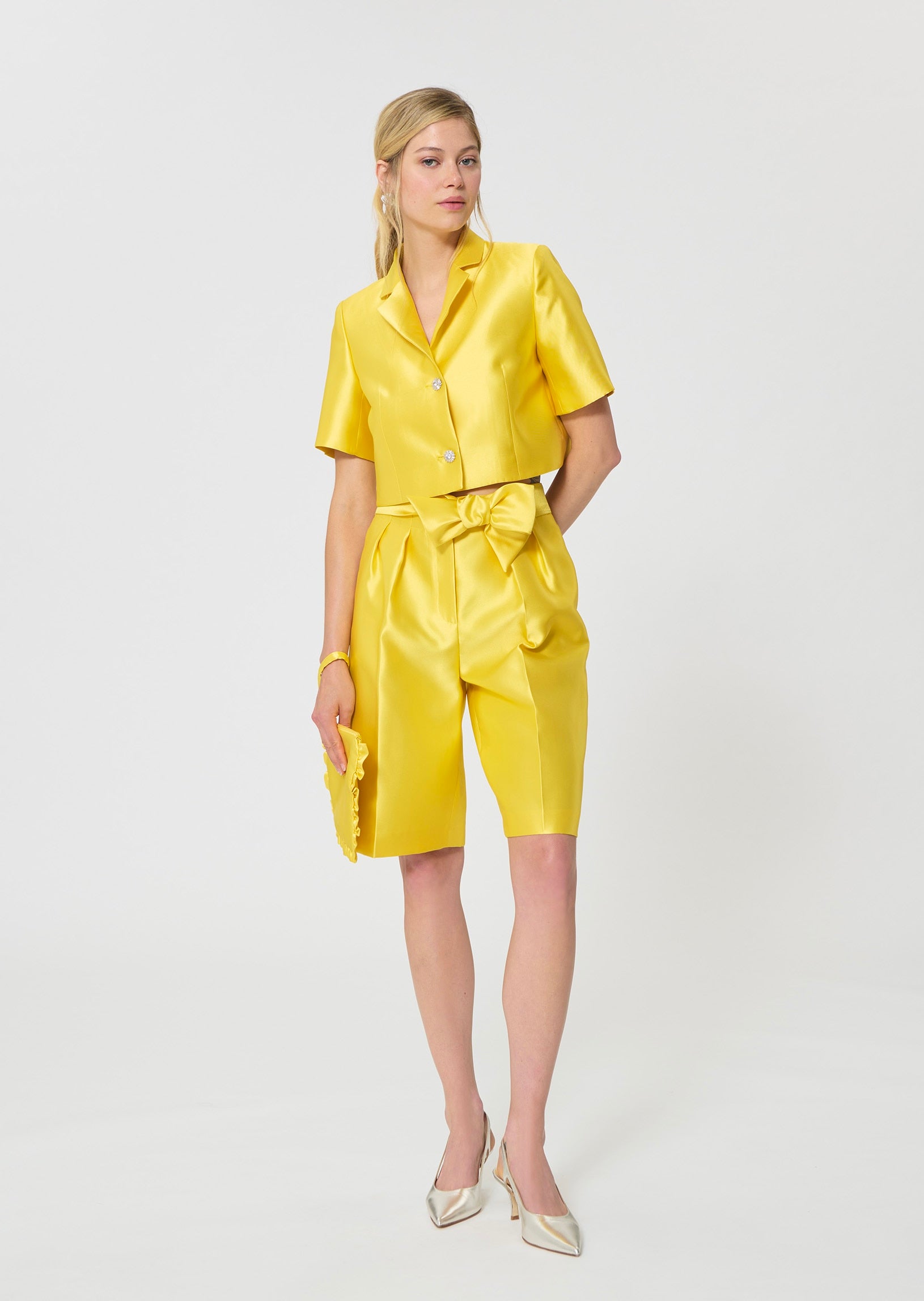 jacket in yellow duchess satin