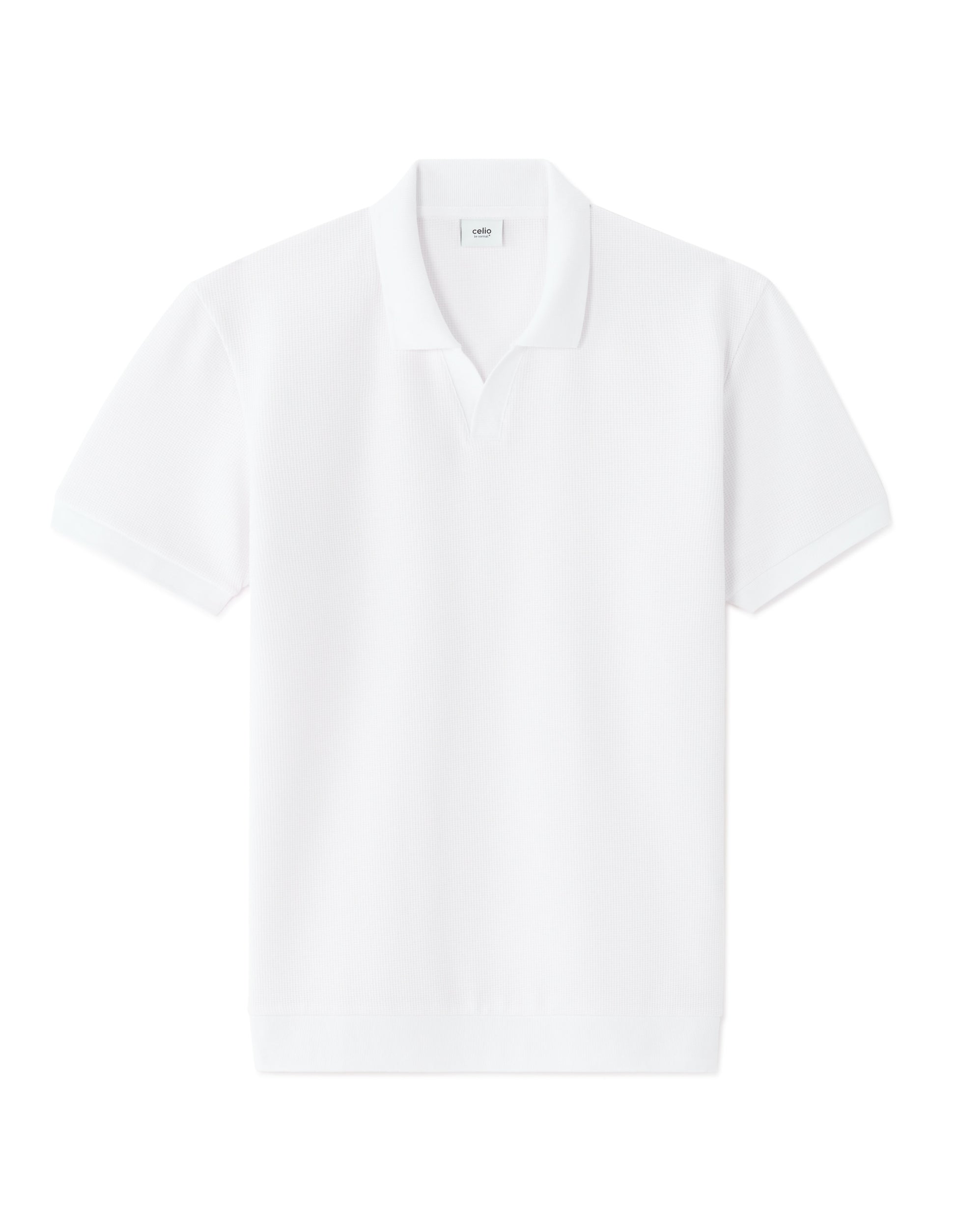 Celio Regular Fit Waffle Knit Polo - White