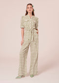 Carina ecru with green graphic design jumpsuit by Tara Jarmon Lebanon