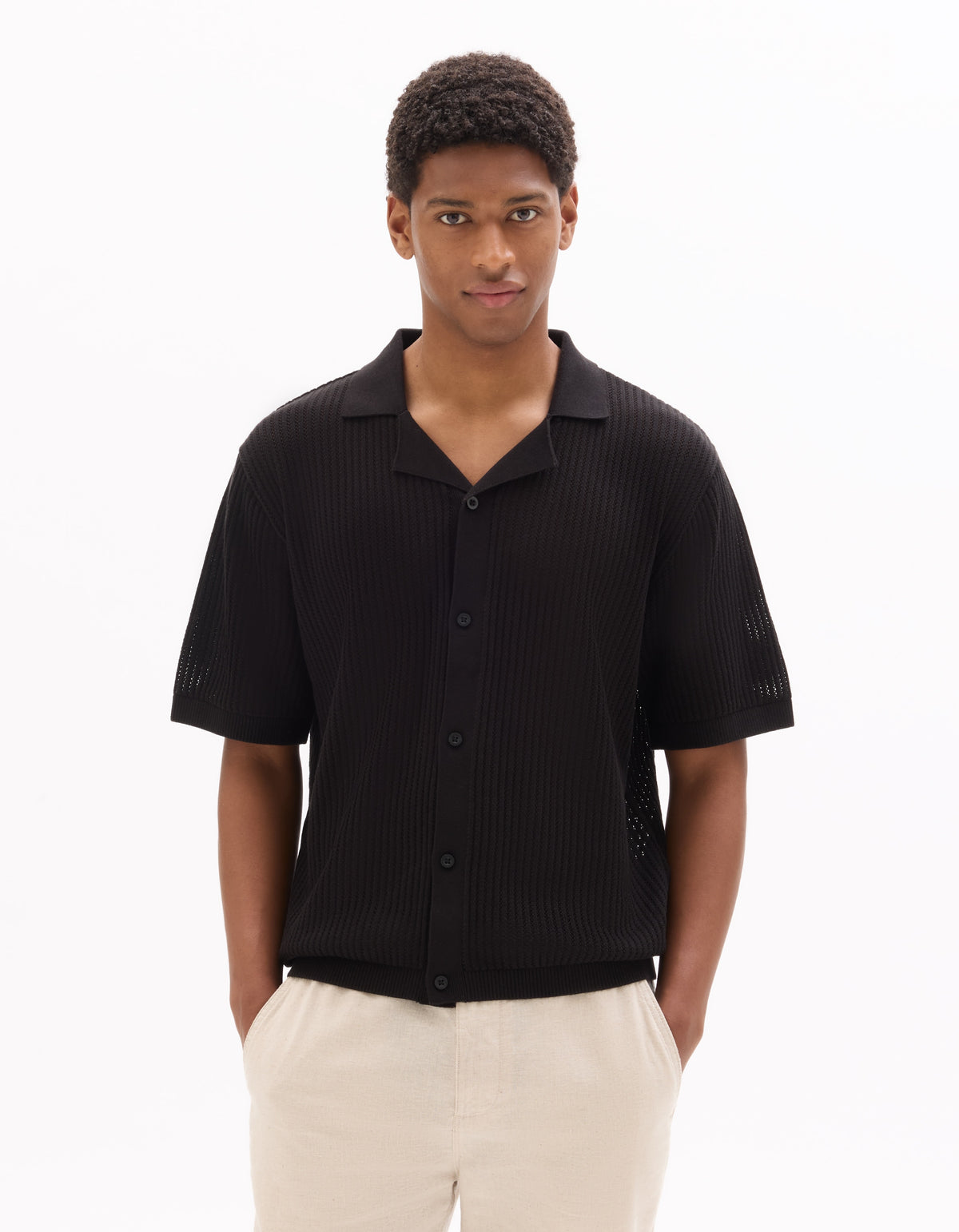 Celio Cotton Short-Sleeved Polo - Black