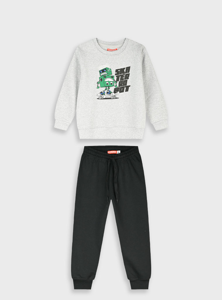 Cotton Blend Boy Tracksuit - Black