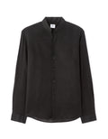Celio Regular Fit Stand-Up Collar 100% Linen Shirt - Black