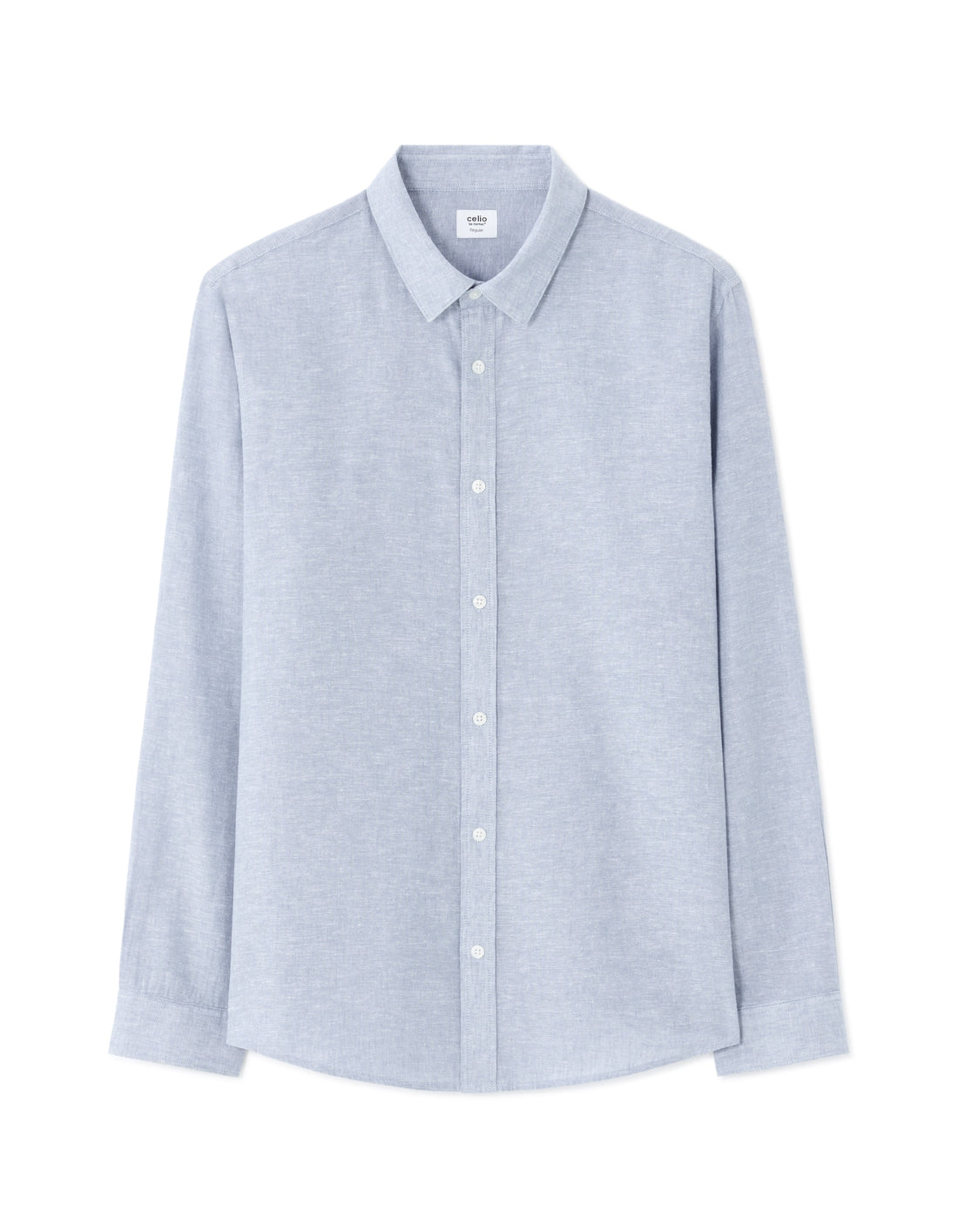 Celio Regular Fit French Collar Linen & Cotton Shirt - Blue