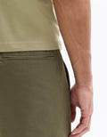Celio 24H Slim Fit 7/8 Length Solid Khaki Green Pants - Khaki