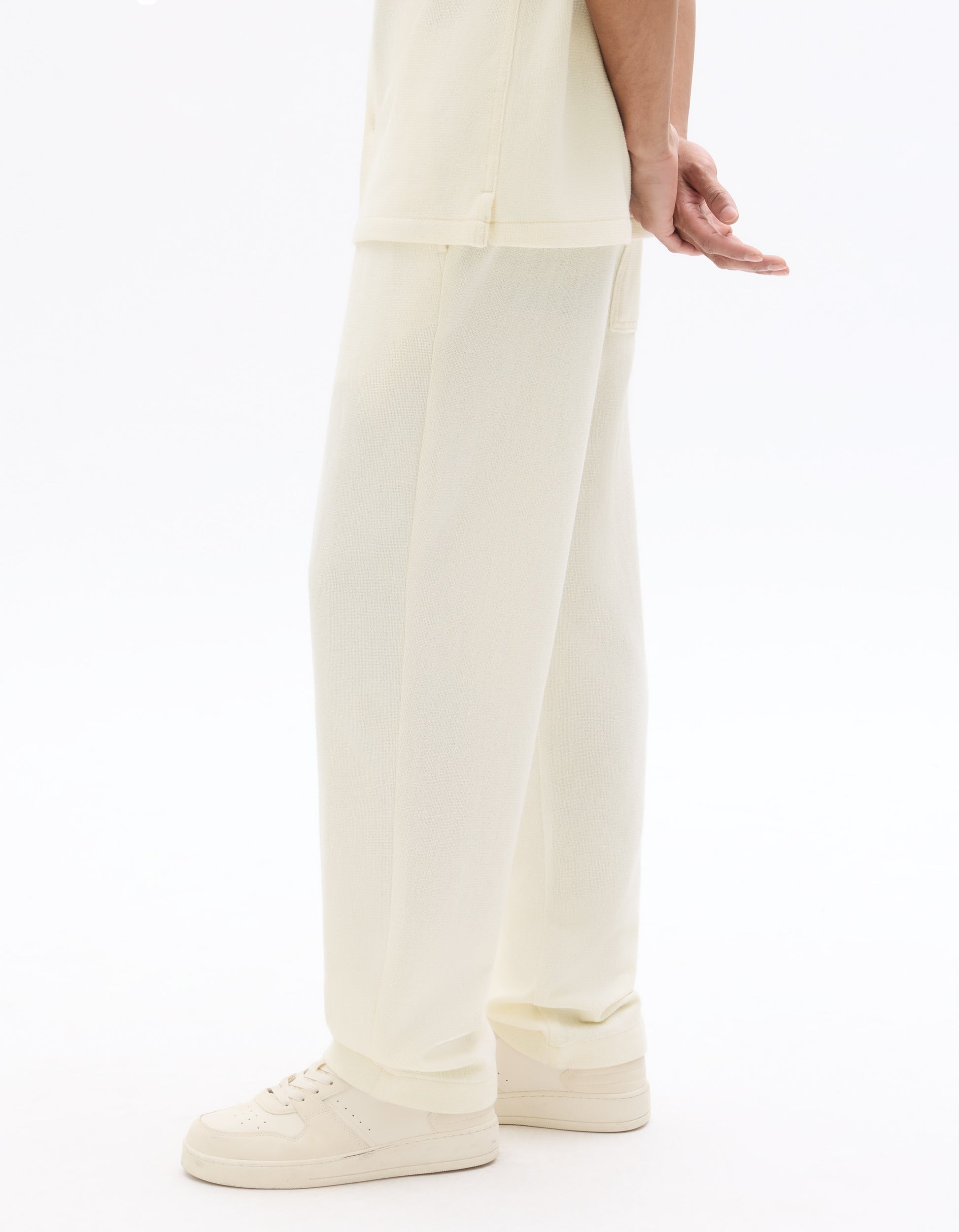 Celio Relaxed Textured Knit Pants - Beige