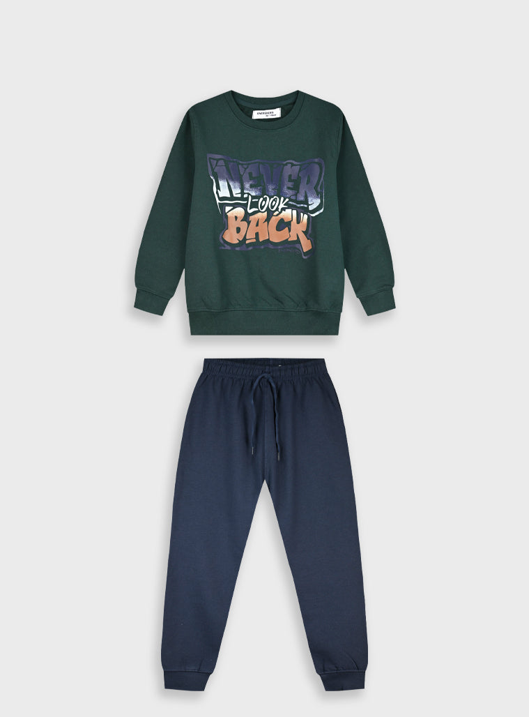 Cotton Blend Boy Tracksuit - Navy