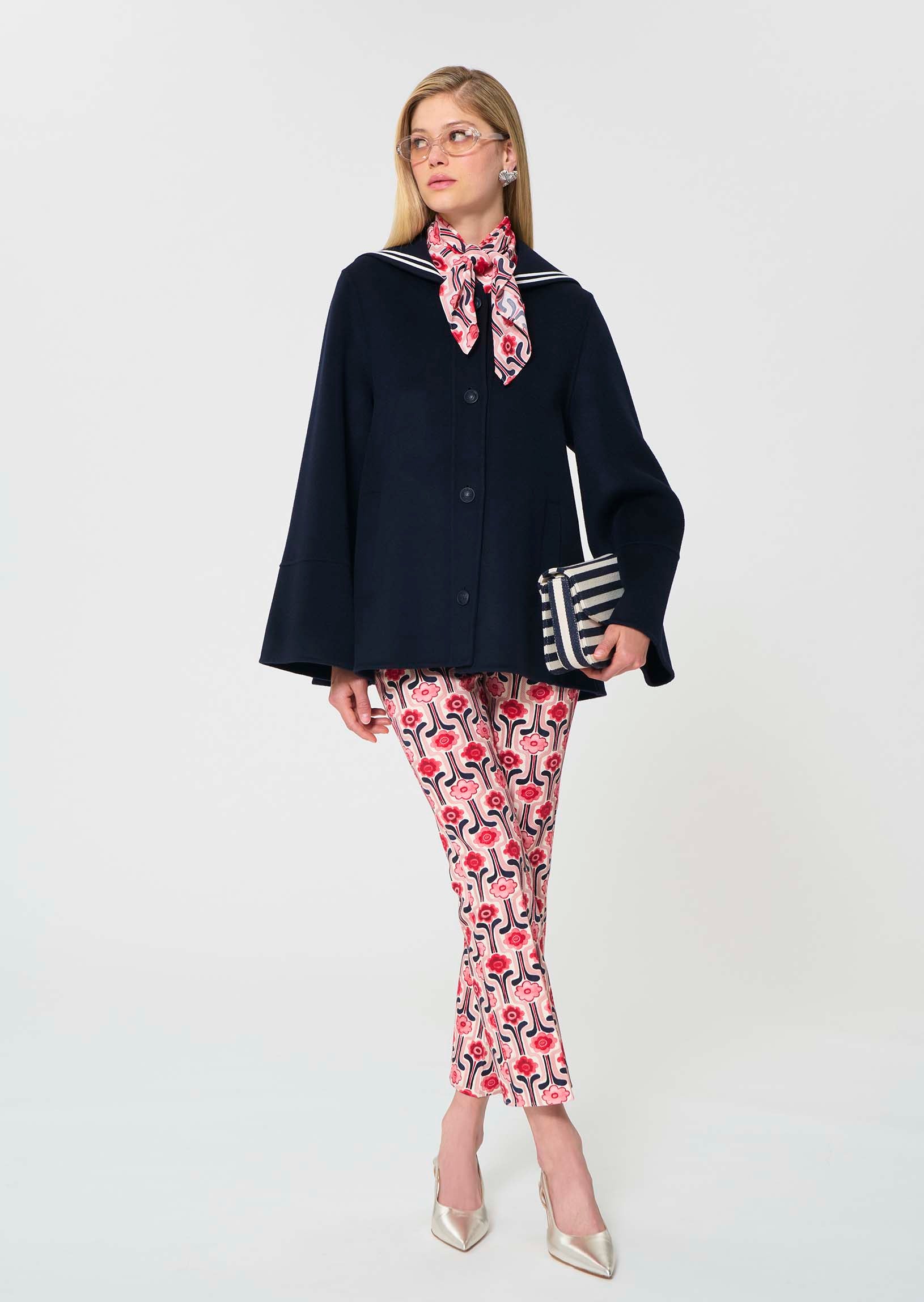 coat in midnight blue double-faced wool