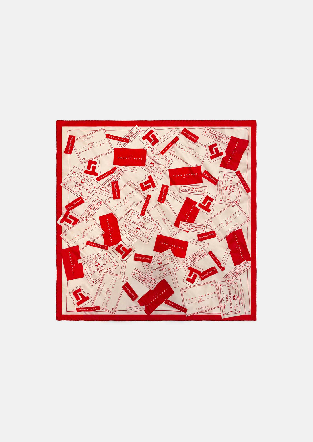scarf in red printed silk