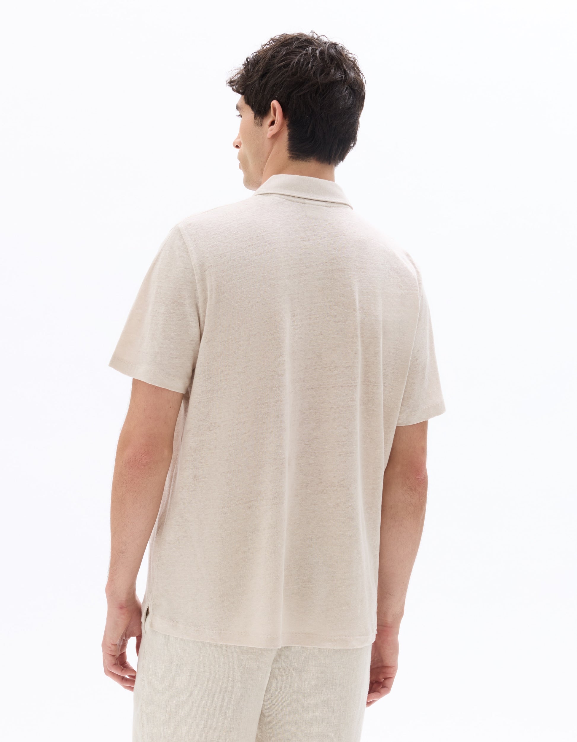 Celio Regular Fit 100% Linen Polo - Beige