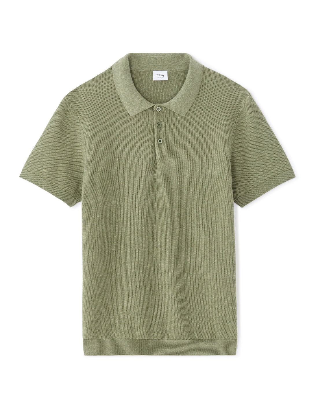 Celio Slim-fit 100% cotton textured knit polo - Green