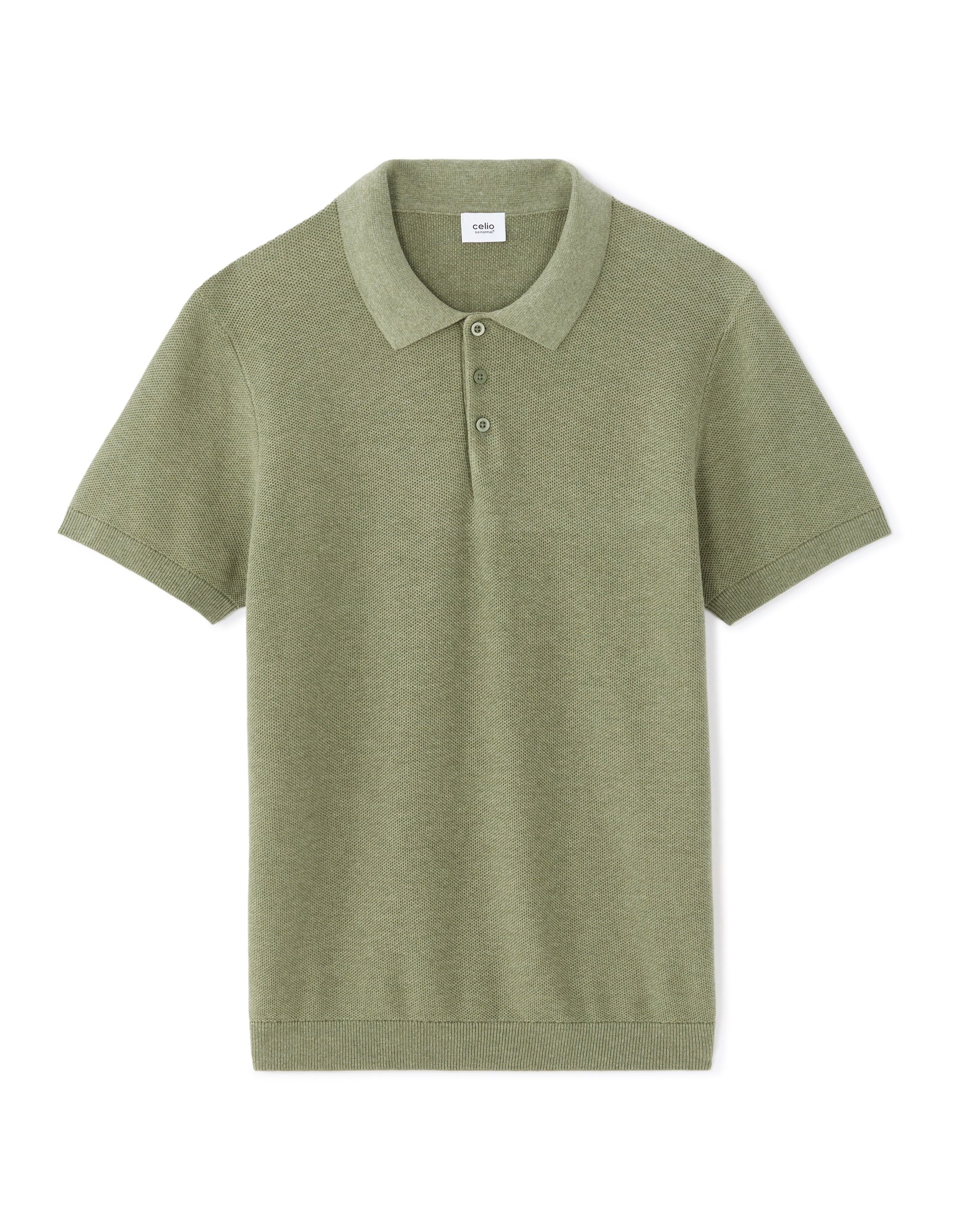 Celio Slim-fit 100% cotton textured knit polo - Green