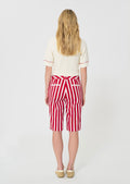 shorts in yellow striped linen and cotton