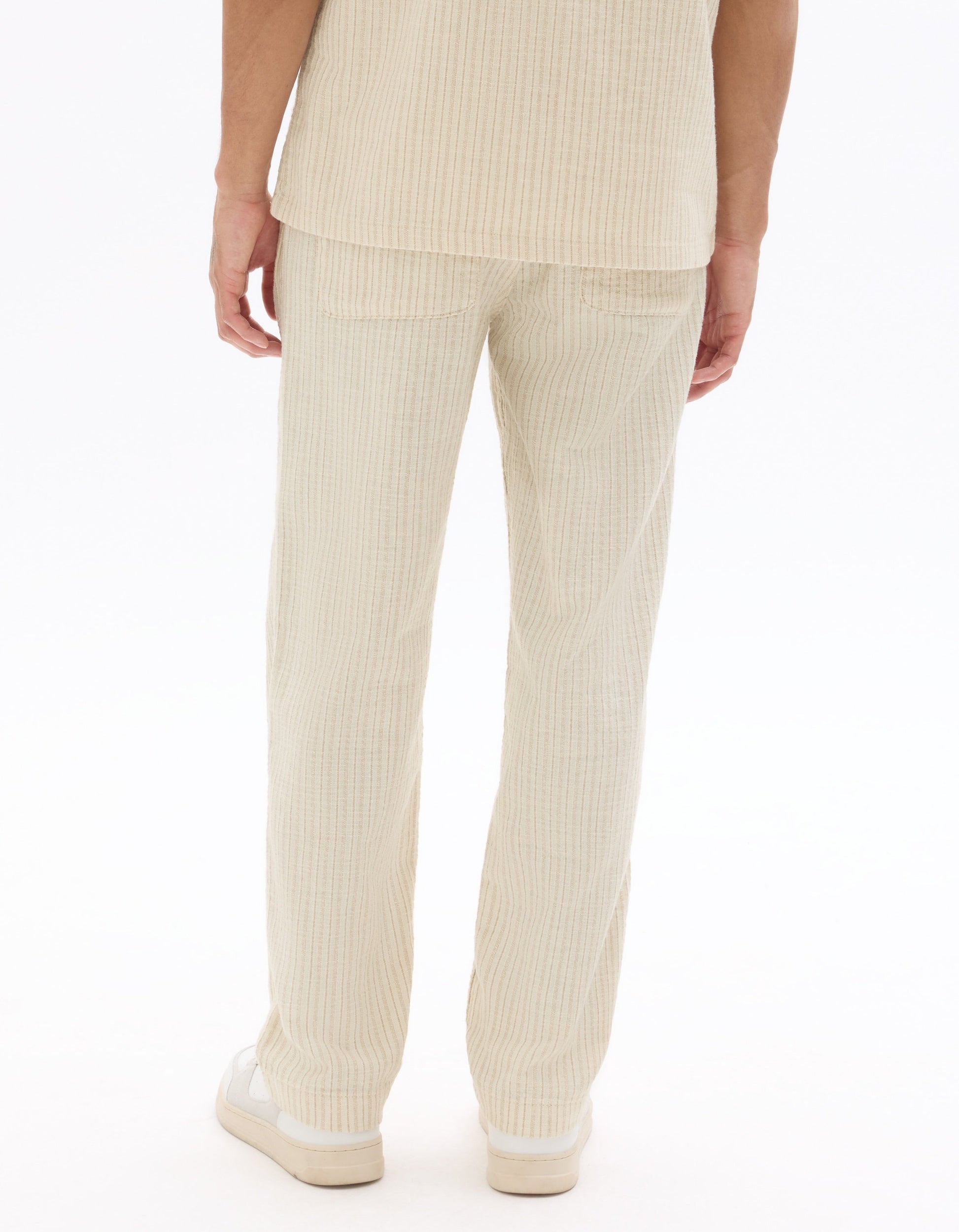 Textured and Striped Straight Leg Pants Celio