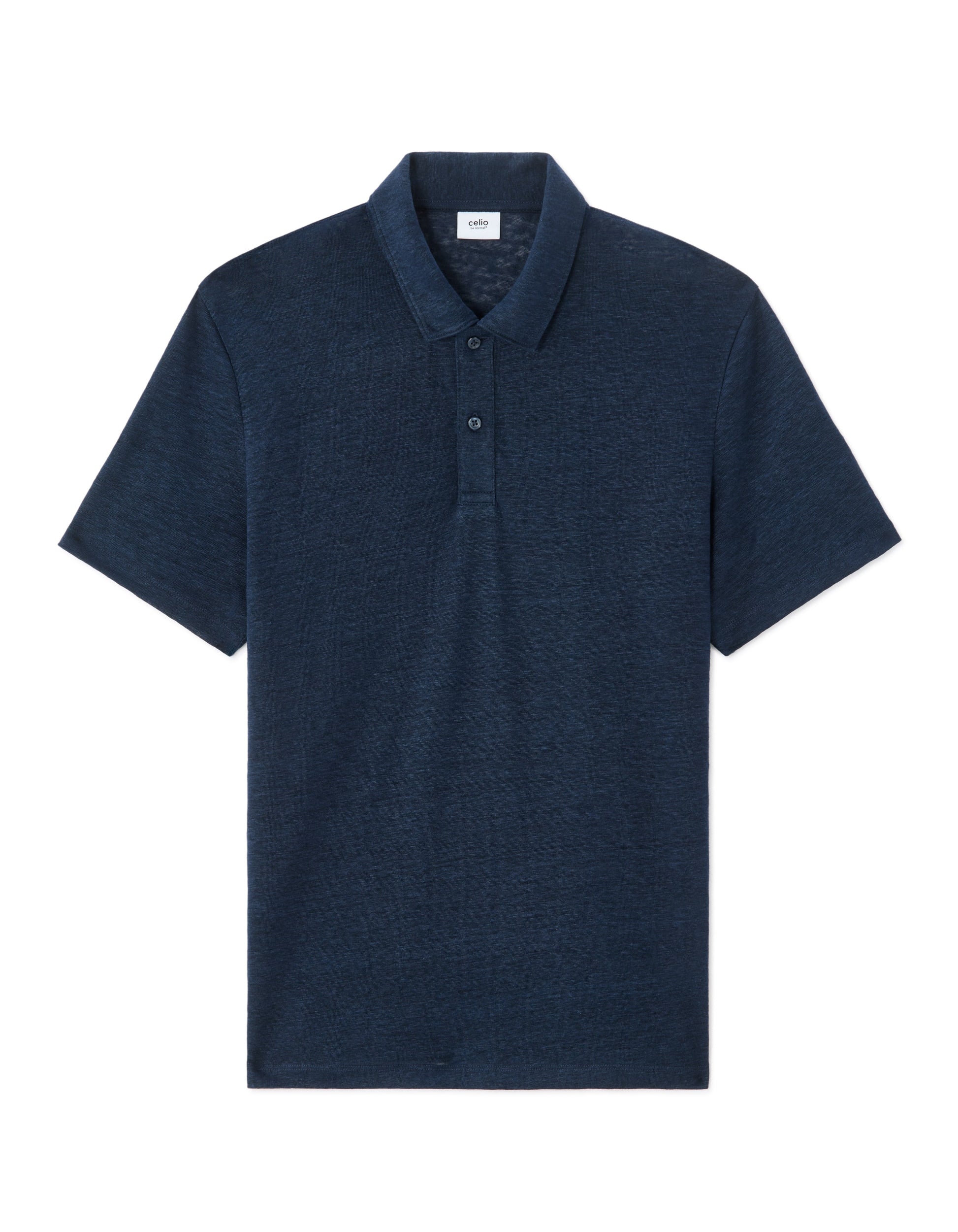 Celio Regular Fit 100% Linen Polo - Navy