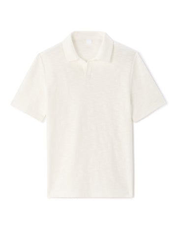 Regular Fit Cuban Collar Polo Shirt with Bouclé Effect Celio
