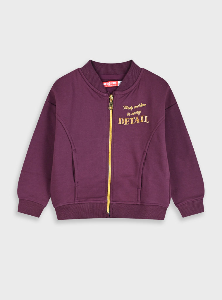 Cotton Blend Girl Cardigan - Burgundy