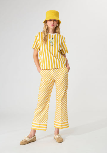 T-shirt in yellow with jersey stripes