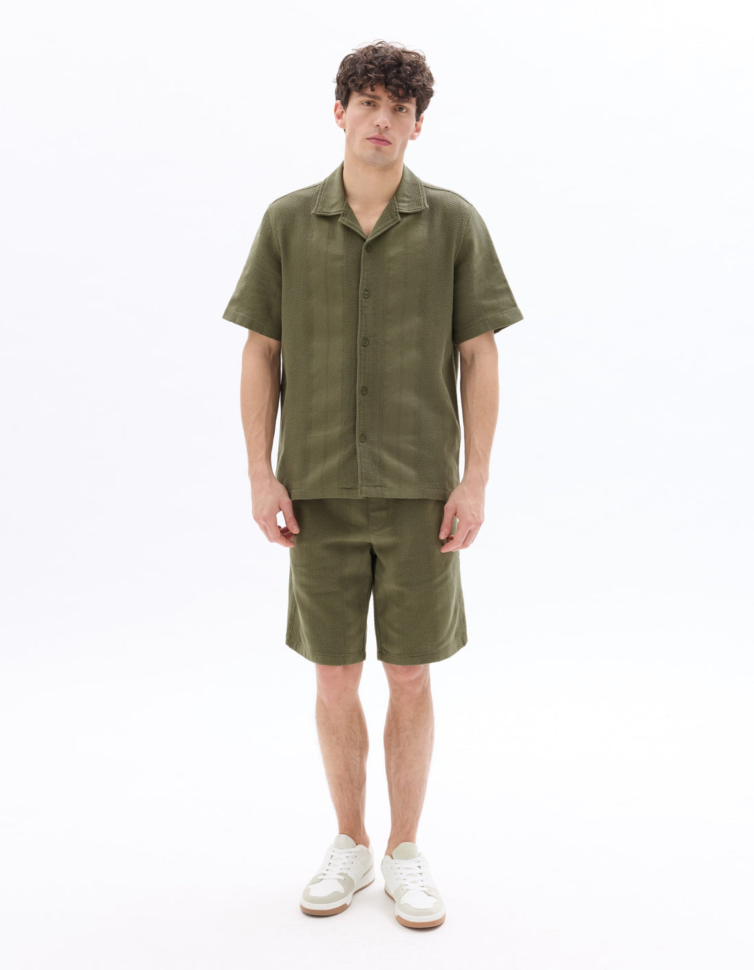 Regular Fit 100% Cotton Jacquard Short-Sleeve Shirt Celio