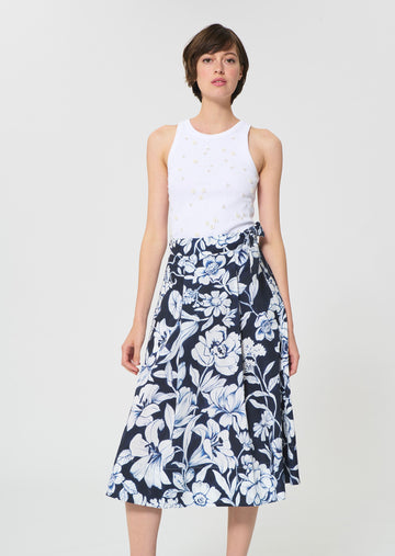 tank top in white embroidered cotton