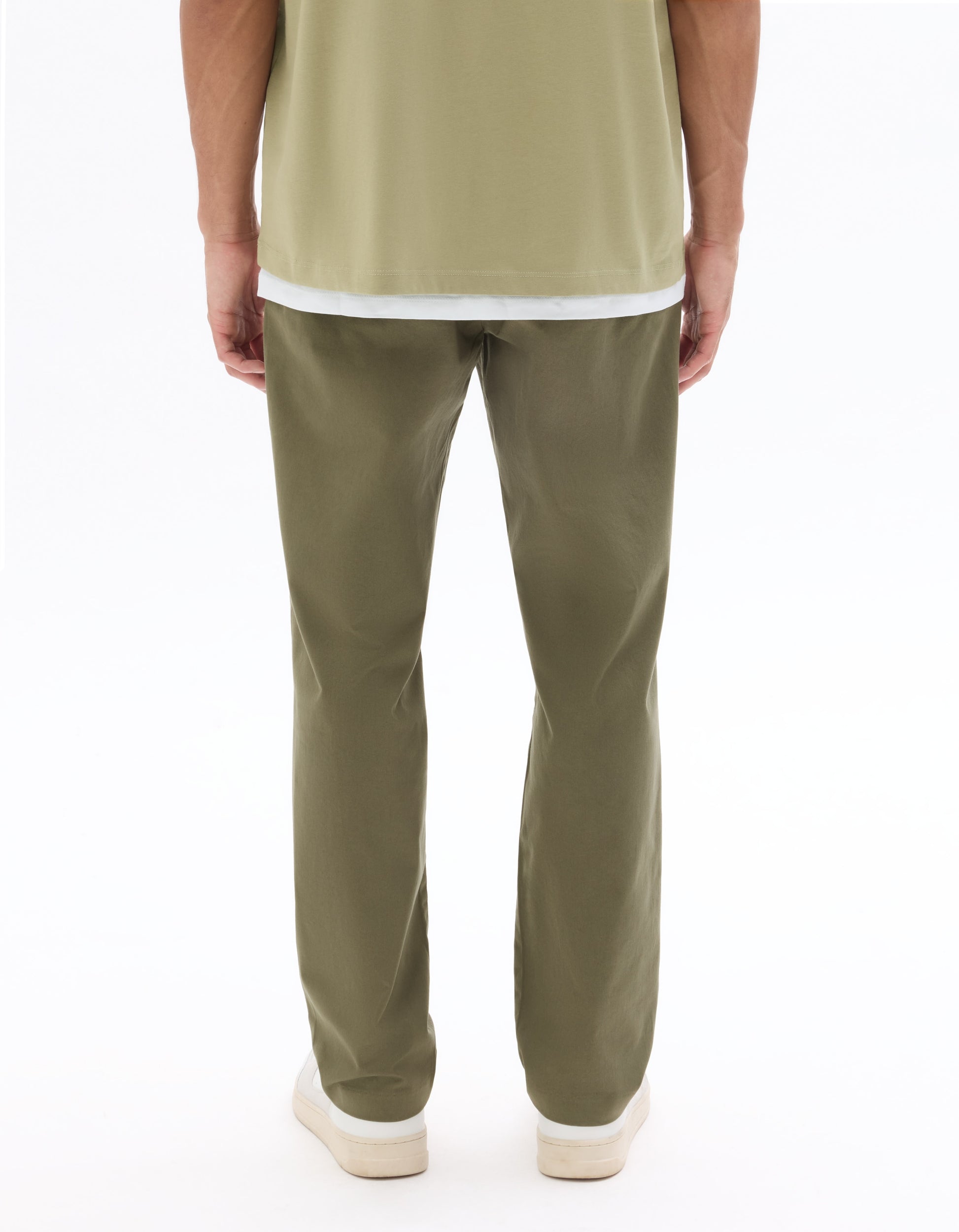 Celio 24H Slim Fit 7/8 Length Solid Khaki Green Pants - Khaki