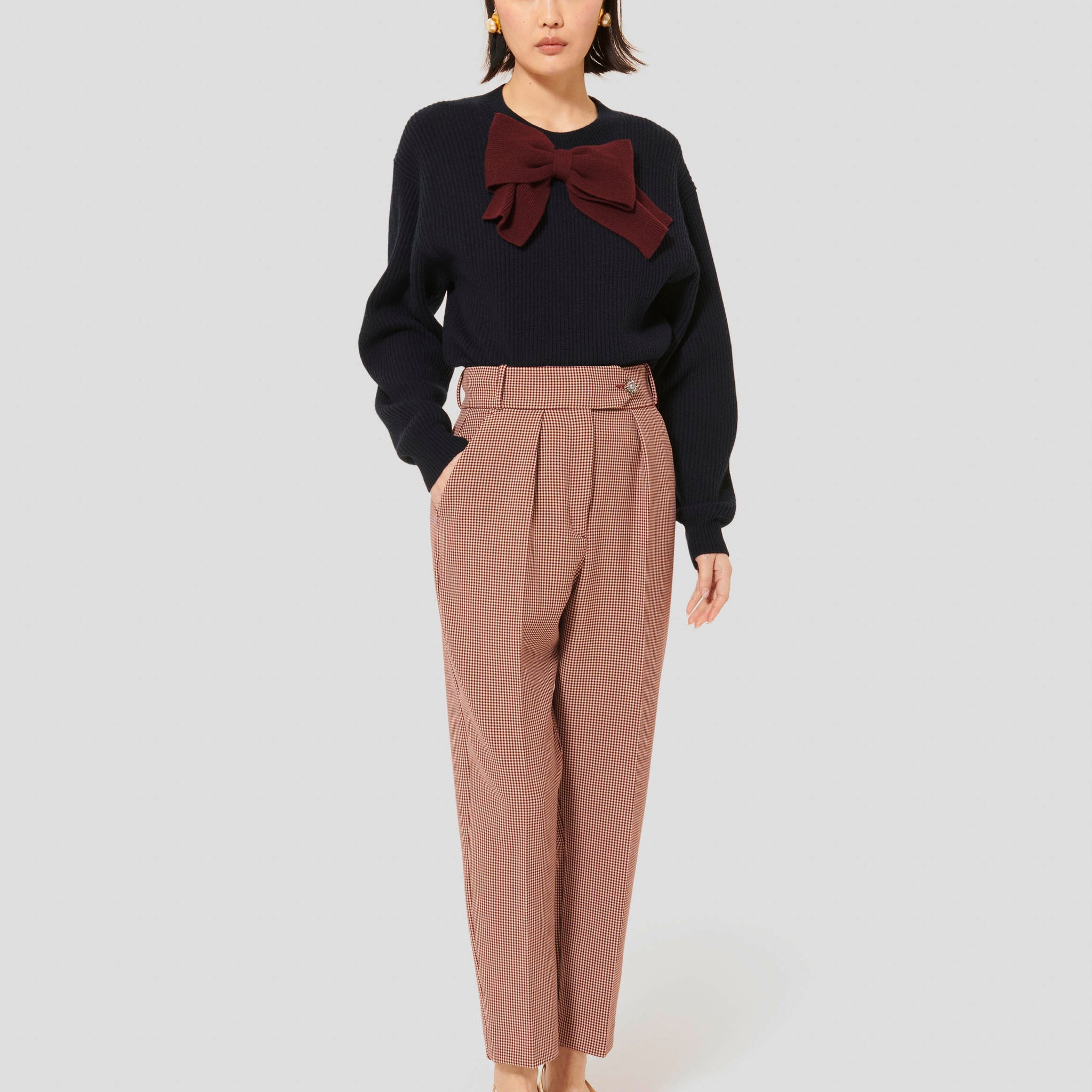 Paseo Burgundy Houndstooth Pants by Tara Jarmon Lebanon
