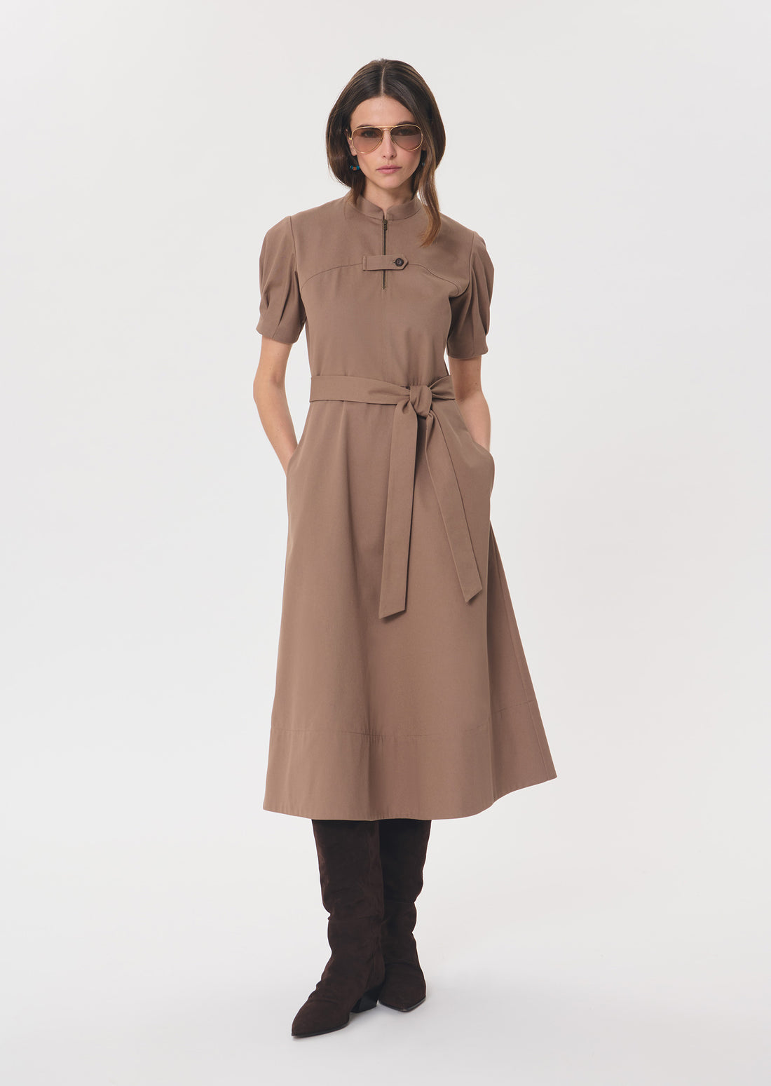 Rick dress in camel cotton by Tara Jarmon