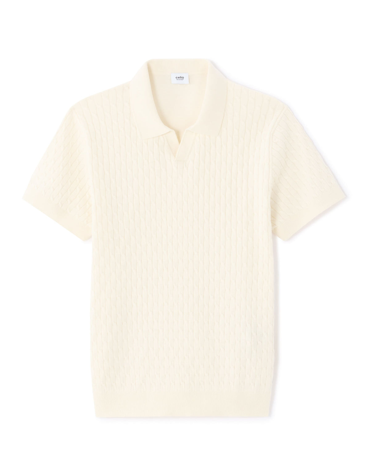 Celio Regular Fit Textured Knit Polo Shirt - White