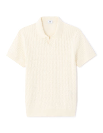 Celio Regular Fit Textured Knit Polo Shirt - White