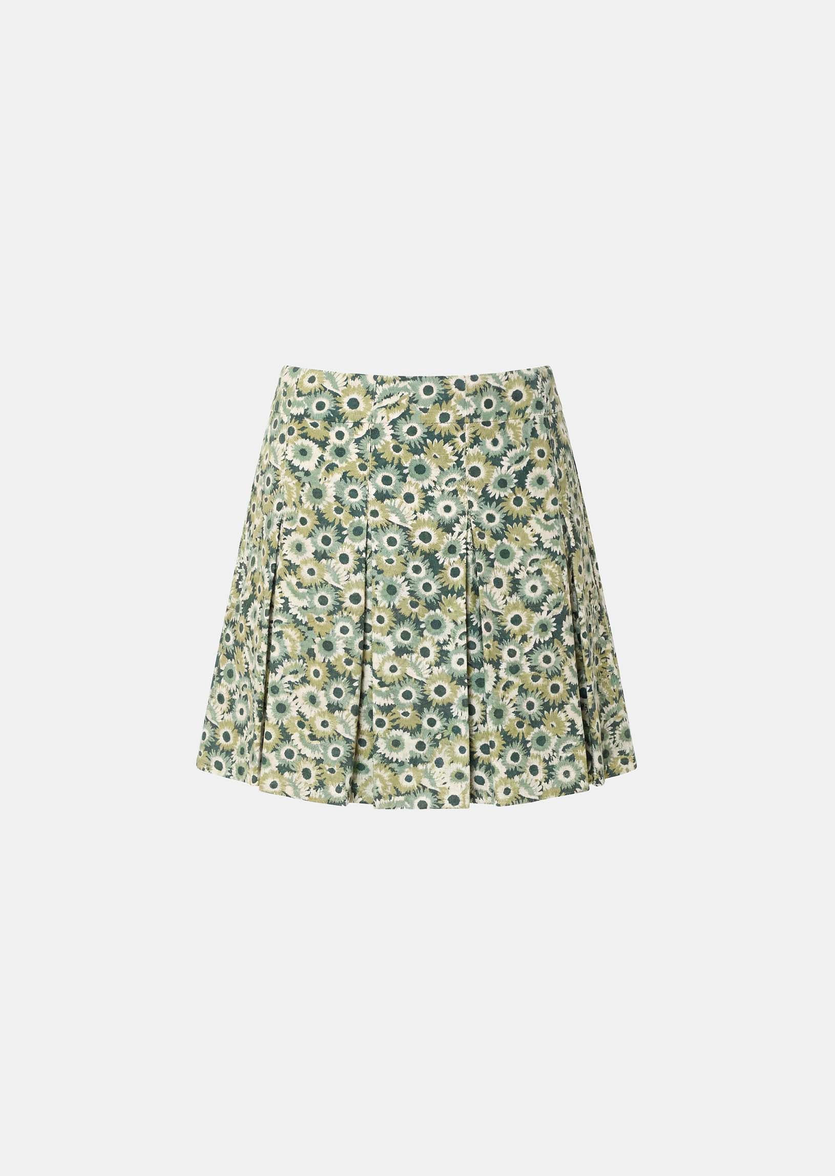 skirt in green floral print