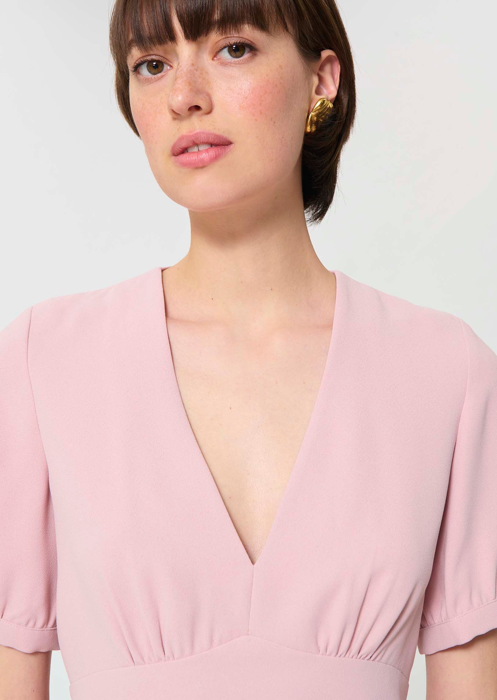 top in red fluid crepe