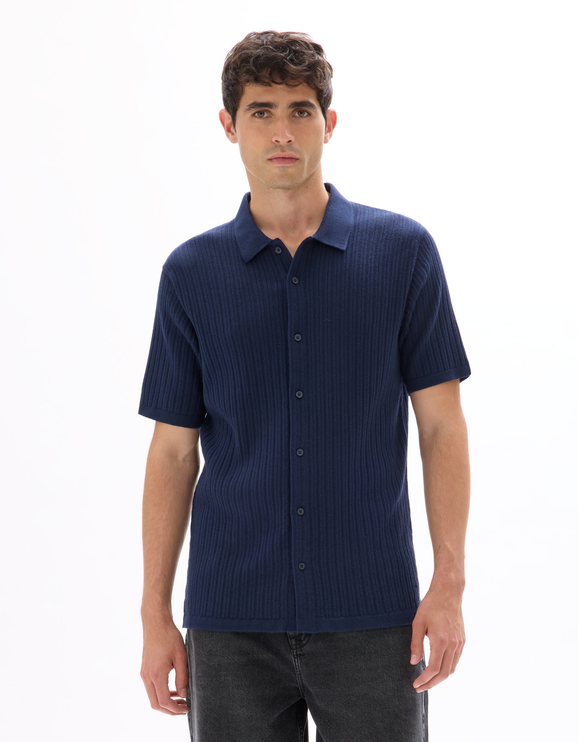 Navy Short Sleeves Shirt - Celio Lebanon