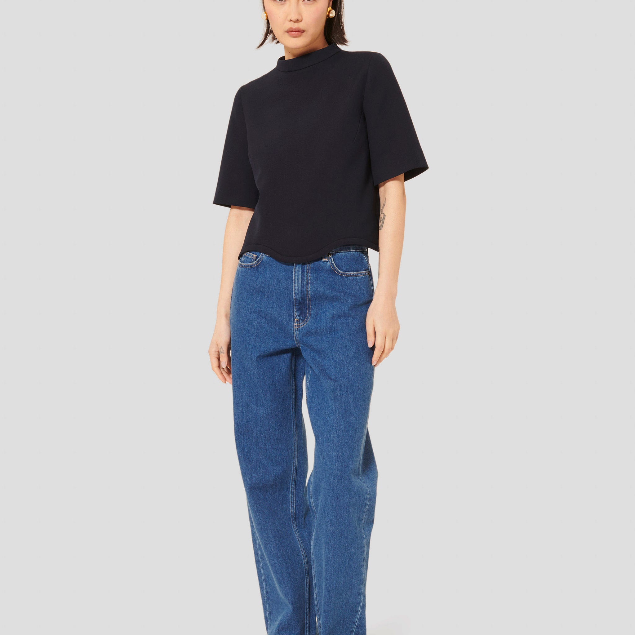 Tilda midnight blue double canvas top by Tara Jarmon Lebanon