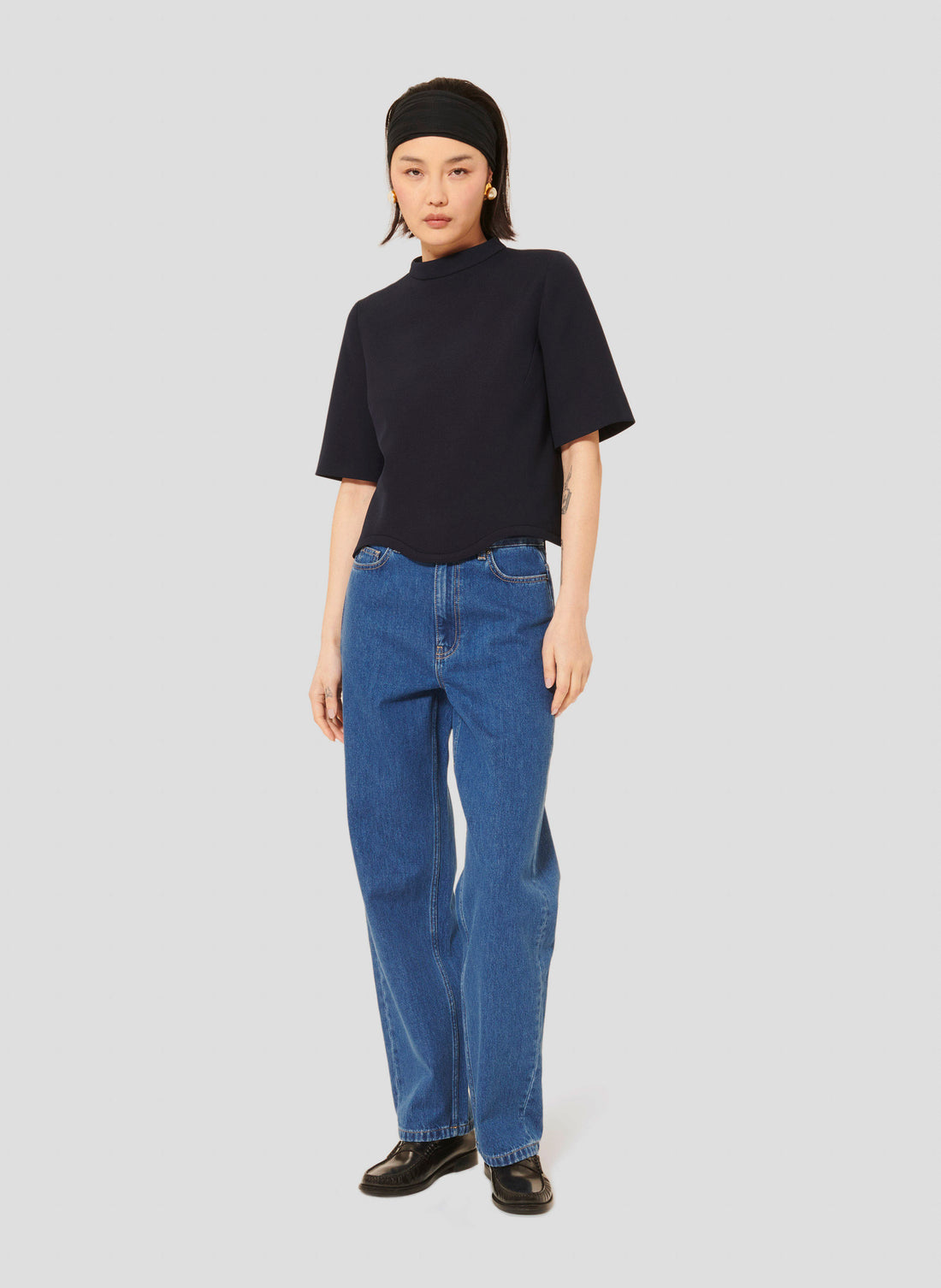 Tilda midnight blue double canvas top by Tara Jarmon Lebanon