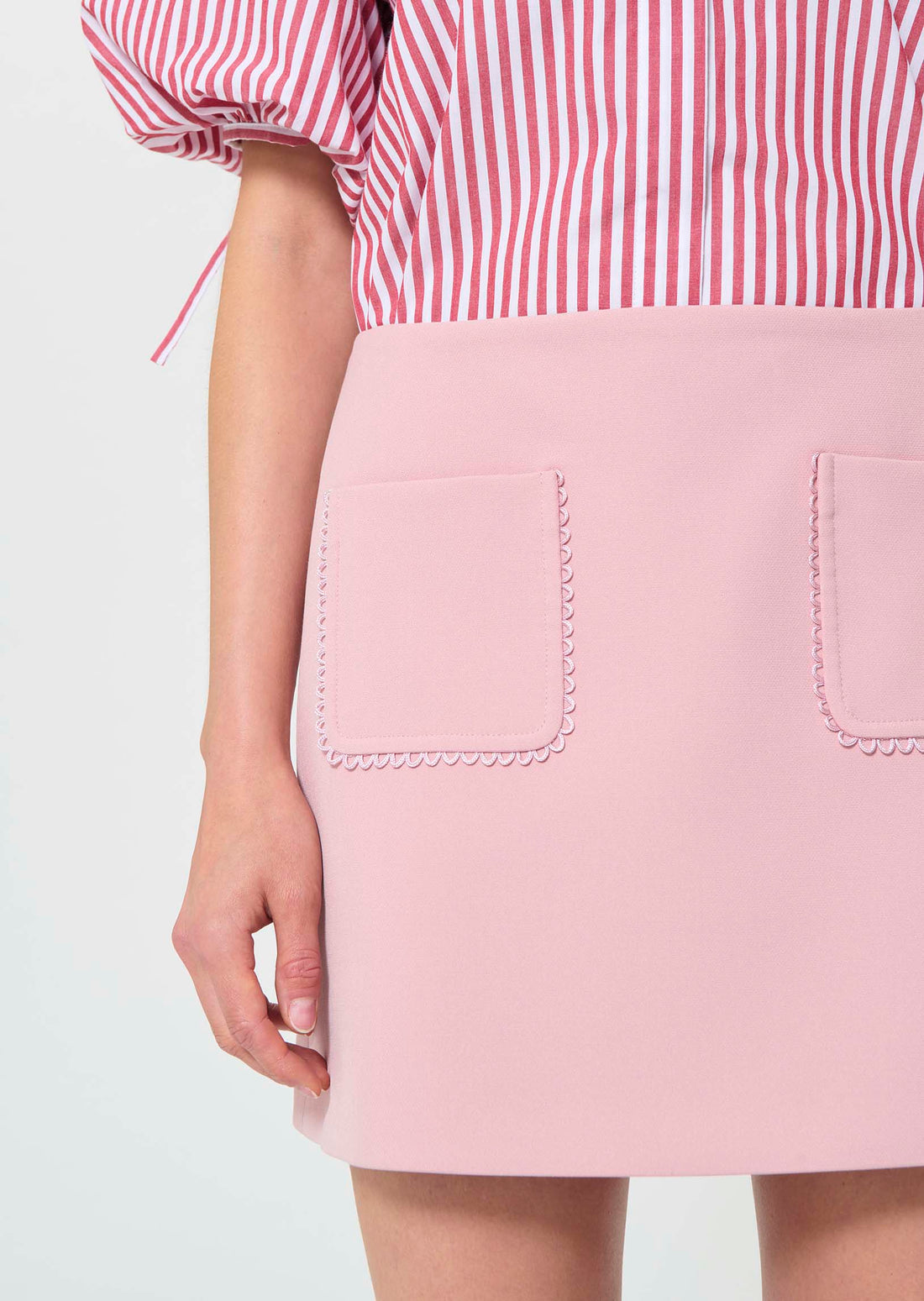 skirt in pale pink double canvas