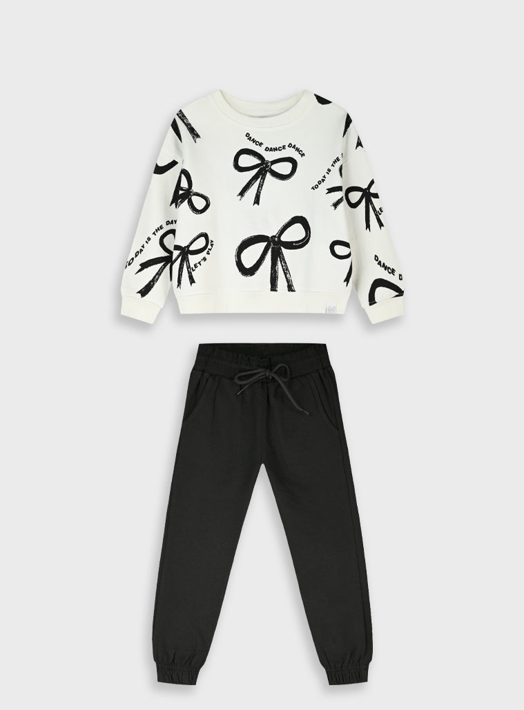 Cotton Girl Tracksuit - Black
