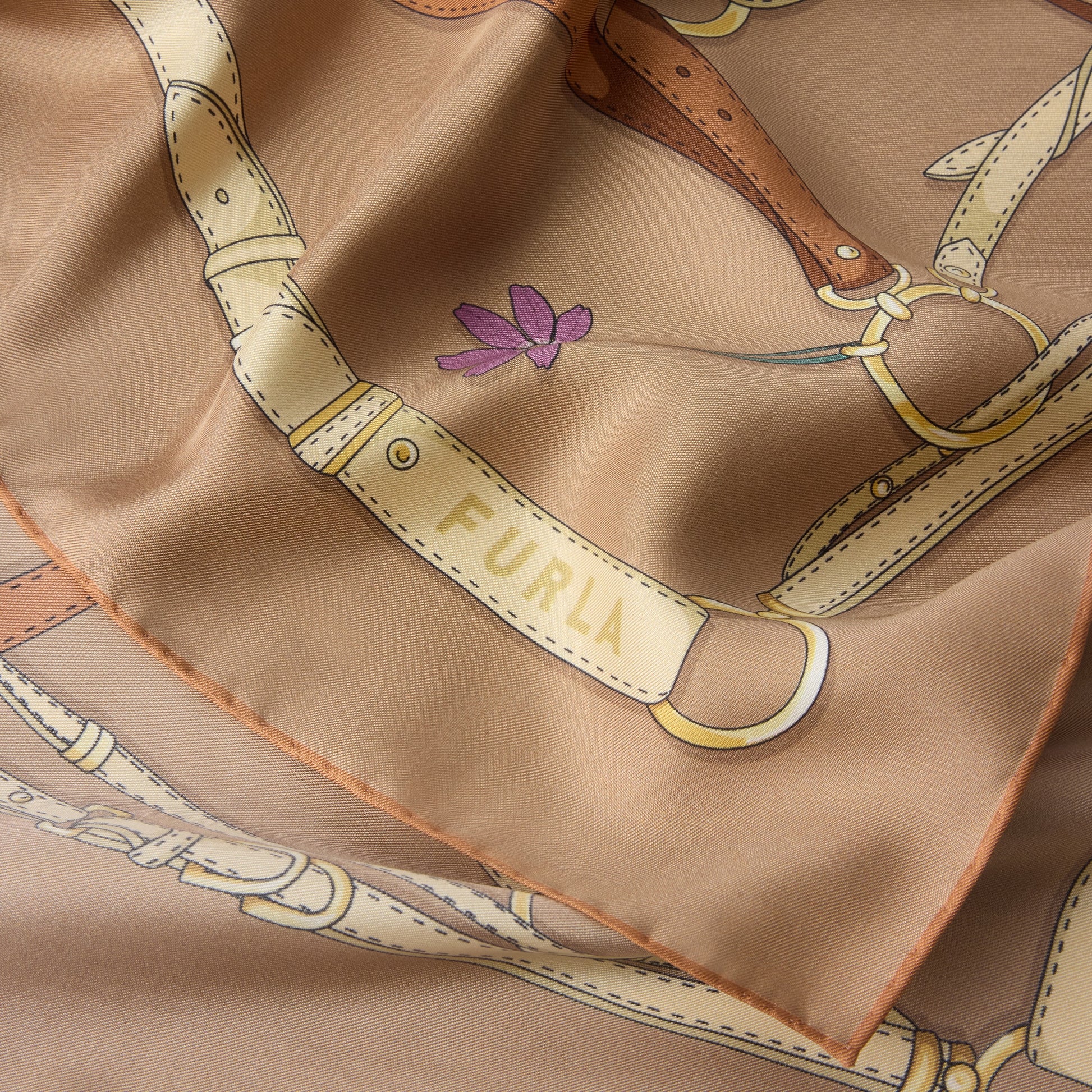 Furla Tortona Carre' 90X90 in Brown - Scarves 