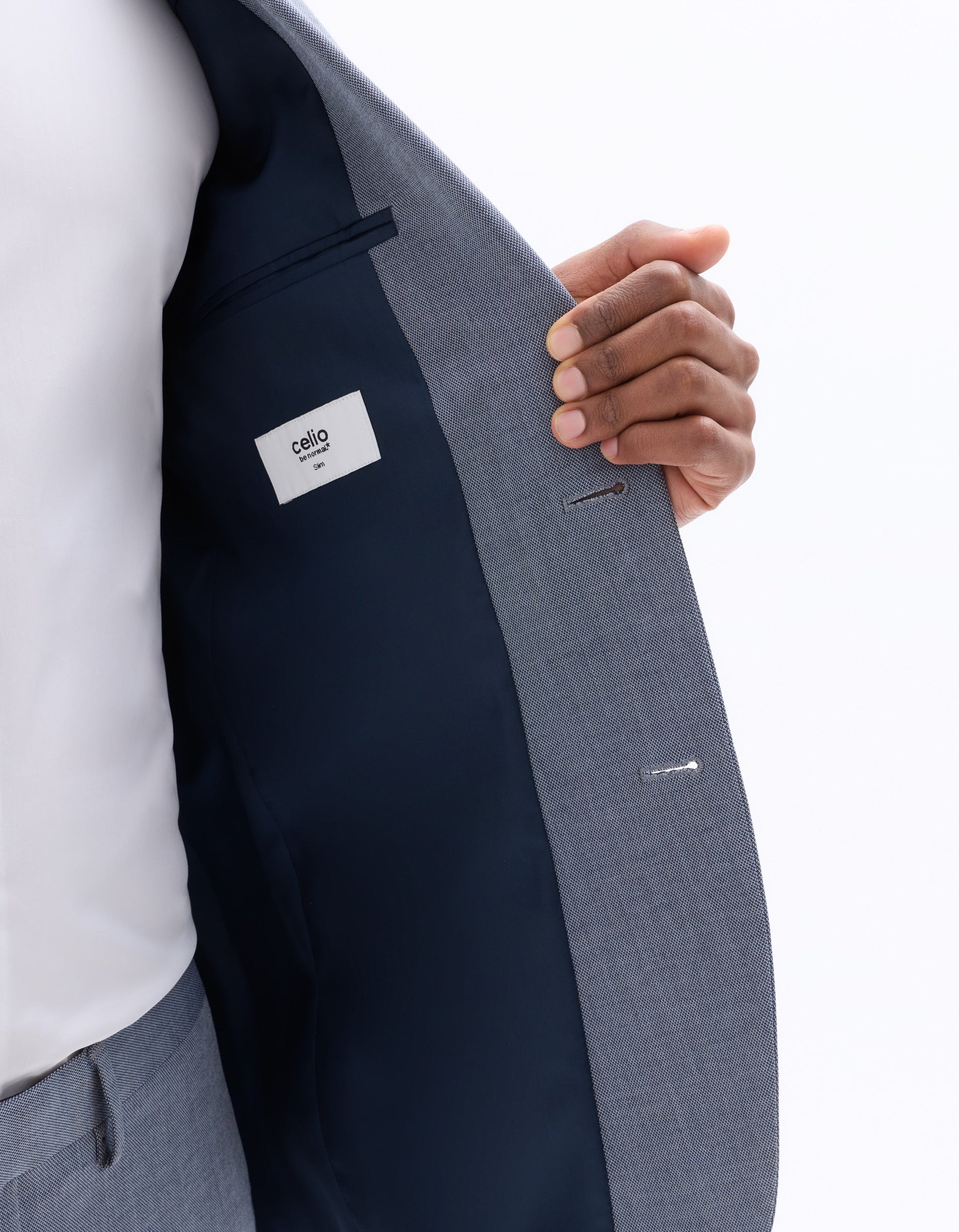 Slim Fit Stretch Blue Suit Jacket Celio