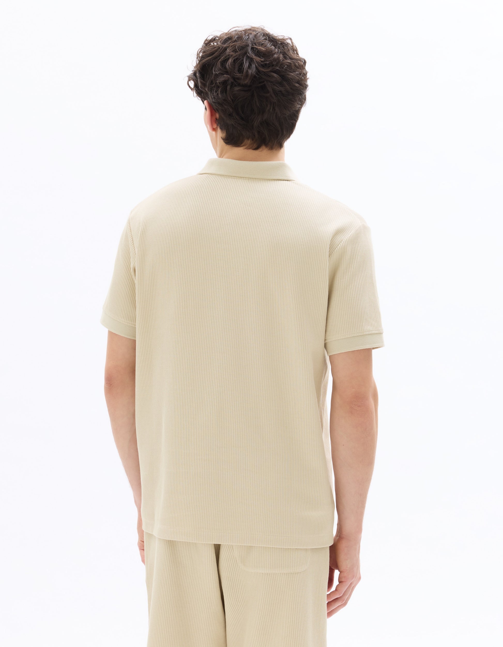 Celio Regular Fit Ribbed Knit 100% Cotton Polo - Beige