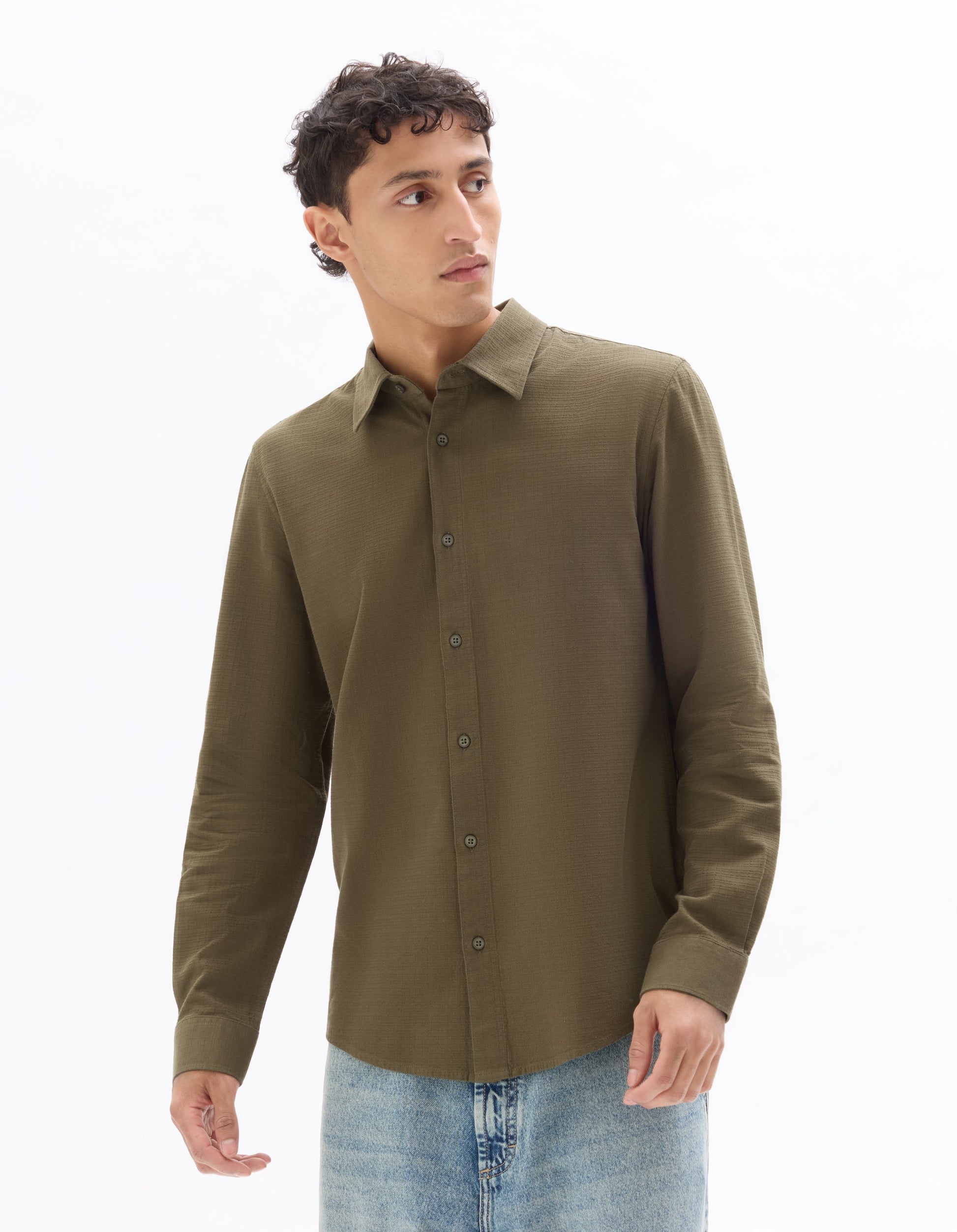 Khaki Long sleeves Shirt for men