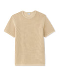 Celio Regular Fit Crew Neck 100% Cotton Pointelle Knit T-shirt - Beige