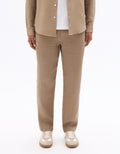 Celio 100% Linen Straight Pants - Brown